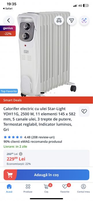 Calorifer 9 elementi, 2500w, 3 trepte