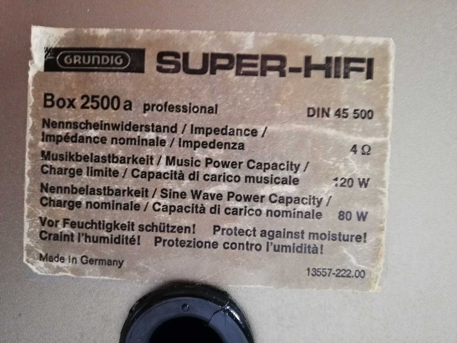 Set Boxe GRUNDIG Box 2500A - 4 cai/120 watt/4 Ohm/Impecabile/RFG