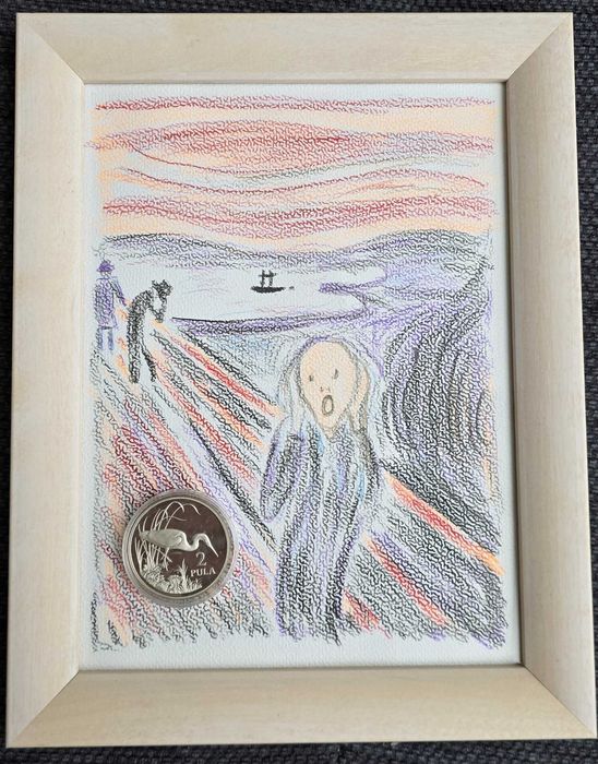 Moneda Argint sterling 925‰ 28,28 grame intr-un tablou THE SCREAM unic