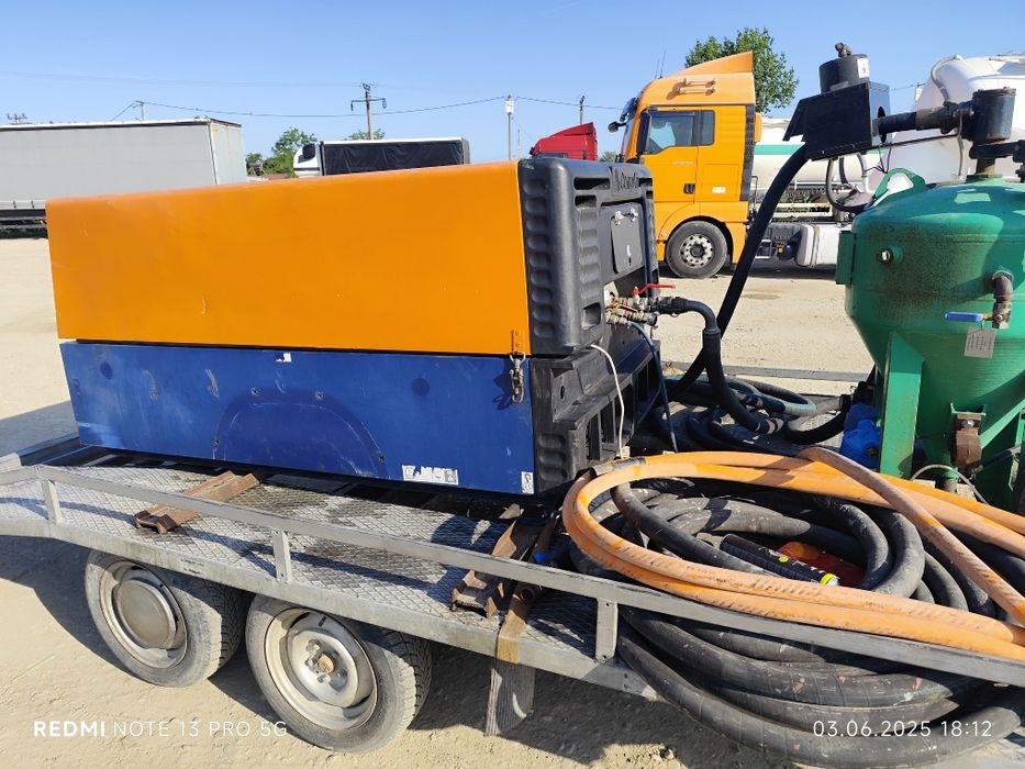 Vand sau schimb Statie mobila Sablare, umeda și uscata, motocompresor