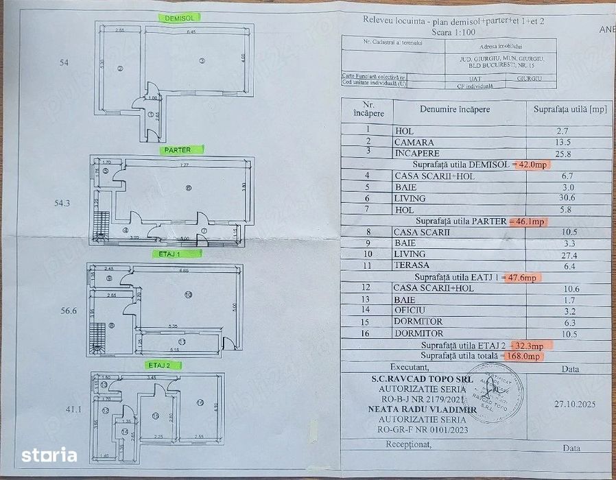 Casa ultracentrala, 4 niveluri(D+P+2),Suprafata utila 168 mp,Teren 117