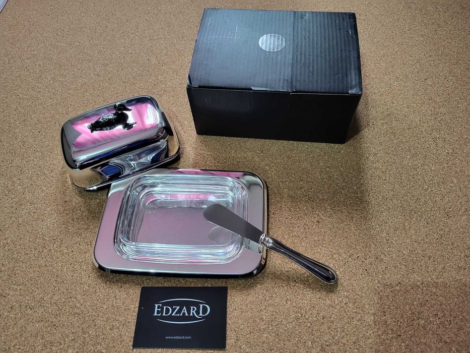 Set Untieră Edzard "Rață" 18x13 cm, Placată cu Argint + Cuțit Inclus