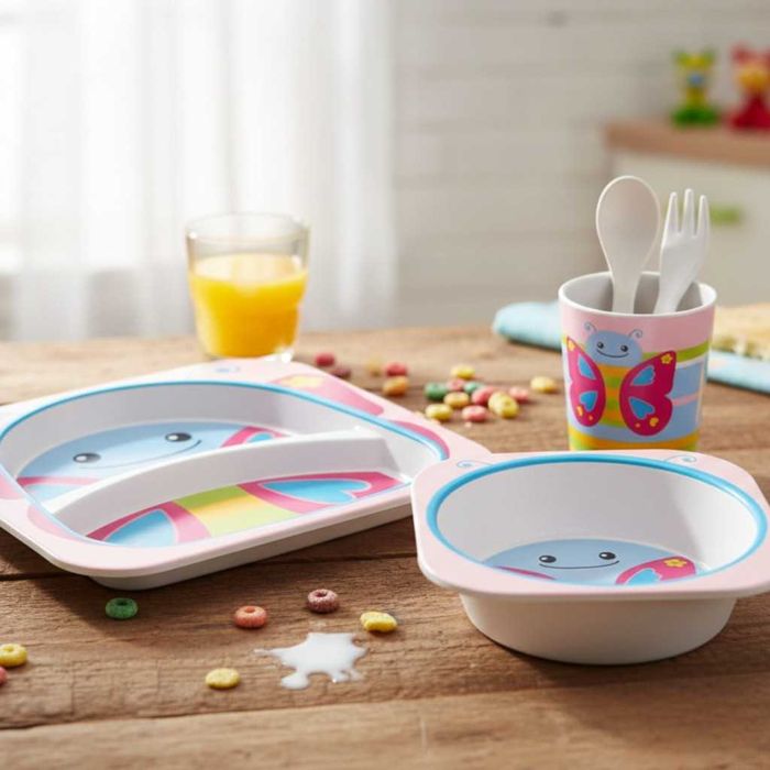 Детски комплект за хранене 5 части– чиния,купичка,чаша,лъжица и вилица