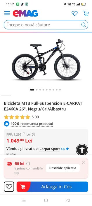 Bicicleta montain bike full suspensie frână pe disc