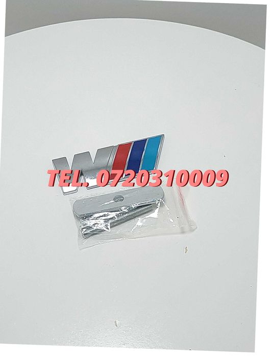 Sigla Grila Fata Bmw Mpower Crom Fixare Support Plat Cu Surub