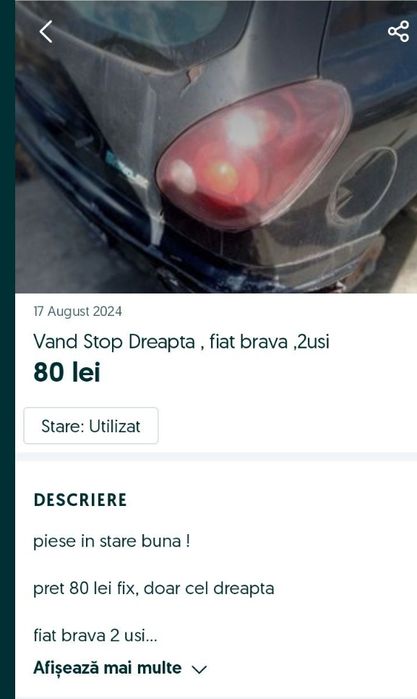 stop dreapta fiat brava