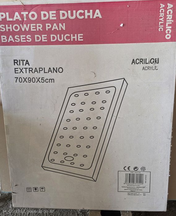 Cădiță duș nouă  70x90x5