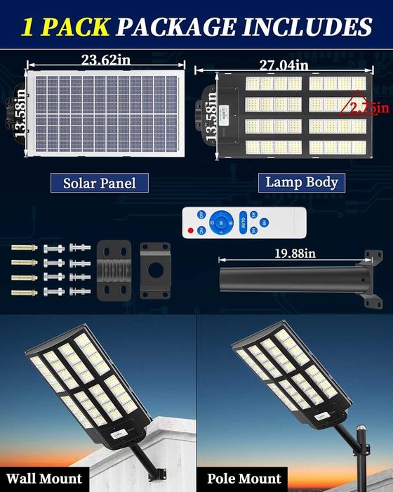 Соларна улична лампа Gefolly със сензор за движение, дистанционно