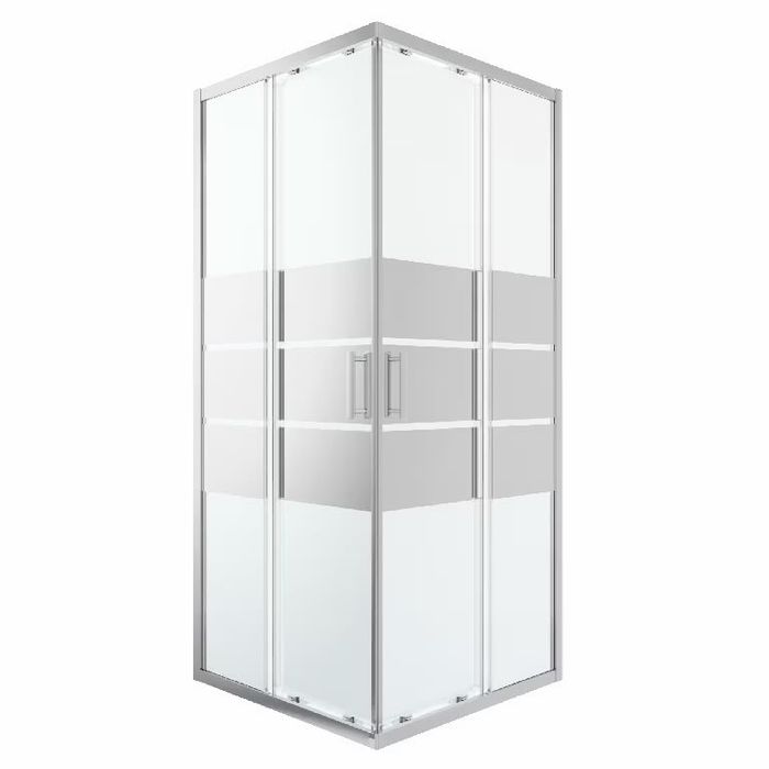 Cabina dus standard GoodHome Beloya, patrata,  90 x 90 x 195 cm, sticla oglinda, profil crom