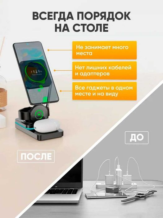 беспроводная док-станция Hoco CQ10 3-in-1