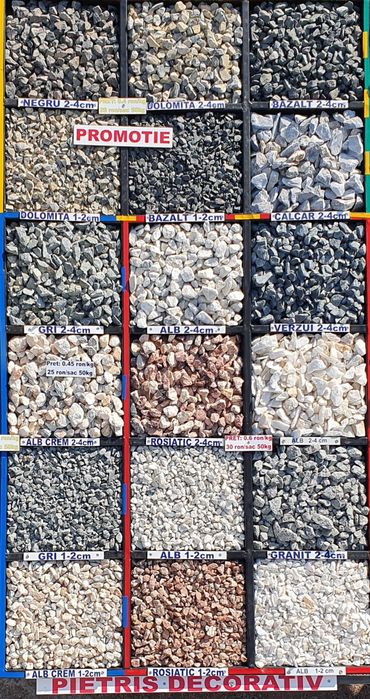 Pietris decor alb negru rosu gri  - piatra decorativă marmura sparta