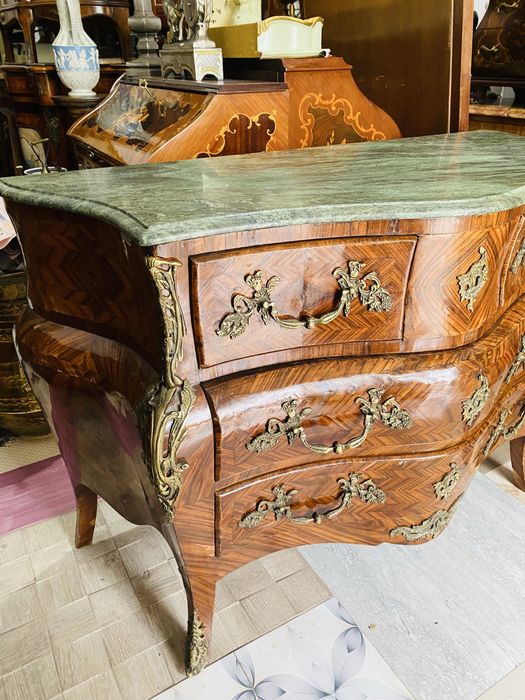 Comoda Vintage Lemn Masiv Marmura Bronz Antic