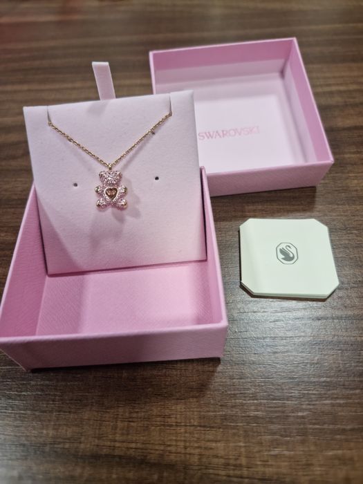 Ново Колие Swarovski - Bear, Pink, 18K rose gold finish