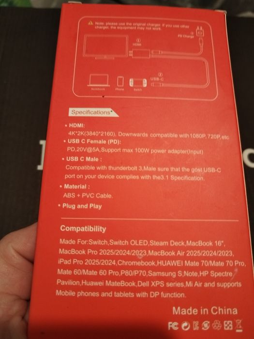 For Nintendo switch 1/2 USB-C to HDMI Cable 2M