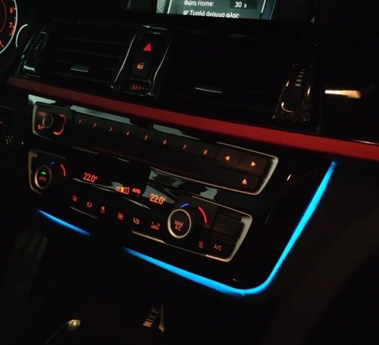 Rama Trim Clima Radio led rosu Lumina ambientala Bmw Seria 3 4 F30 F32