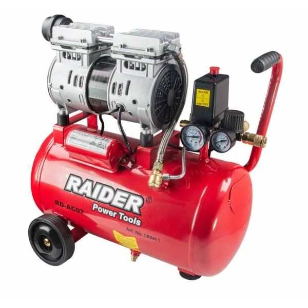 Монофазен безмаслен бутален компресор за въздух Raider RD-AC07, 0.75kW, 135л/мин, 8 бара, 24л 089405