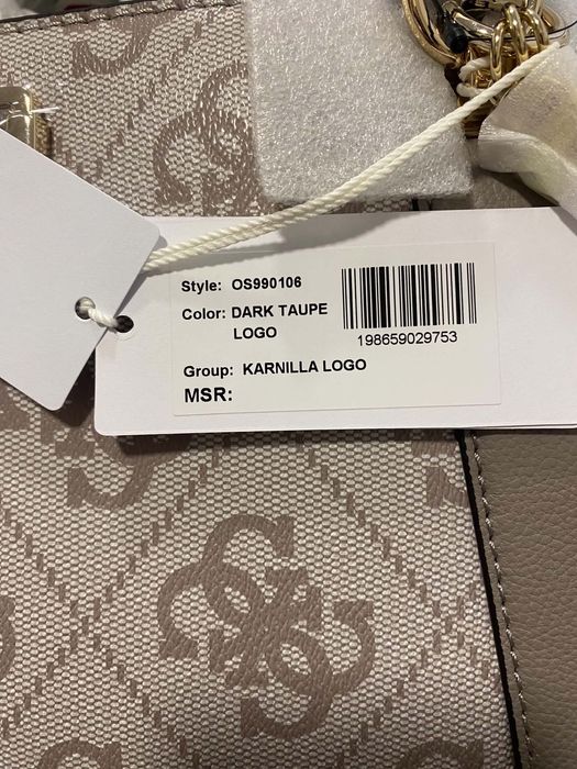 Чанта Guess Karnilla Logo - Dark Taupe
