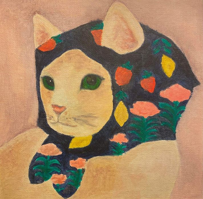 Коте, платно с маслени бои