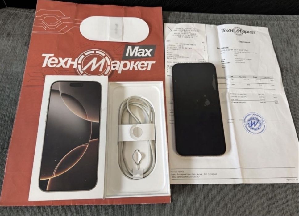 КАТО НОВ 256GB iPhone 16 Pro Max Гаранция Техномаркет 2026г. Desert