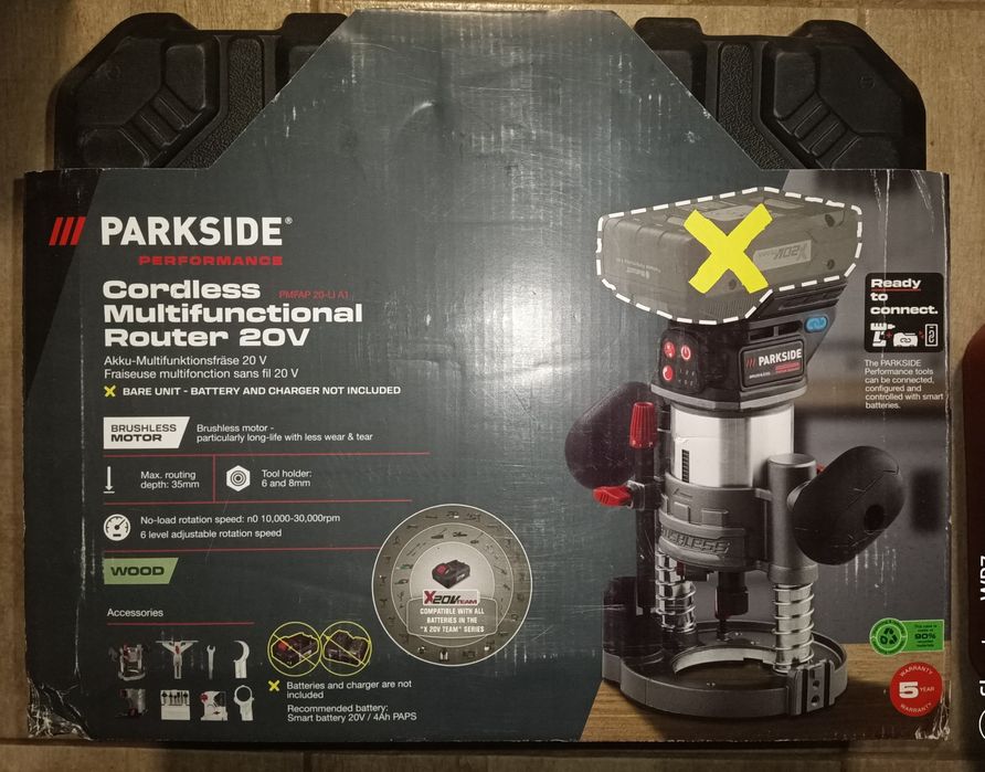 Parkside performance freza pe baterie 20V mașina frezat imbinari canal