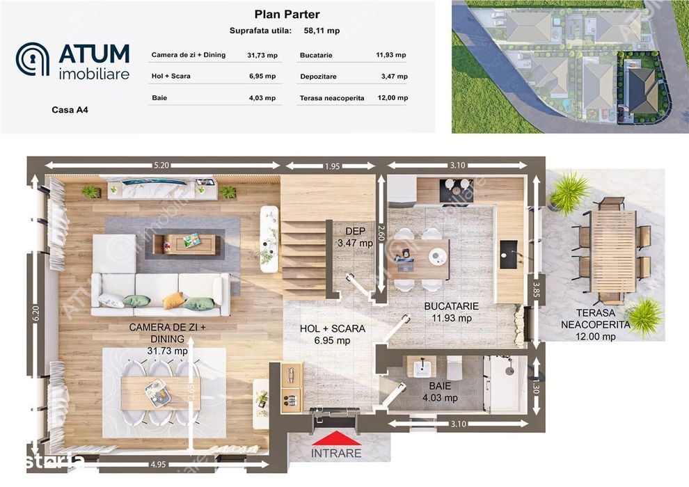 Casa individuala la cheie 4 camere decomandate si 340 mp teren