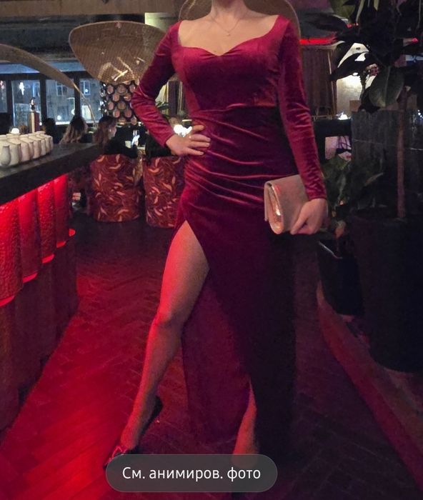 Платье бархатное вечернее, нарядное длинное