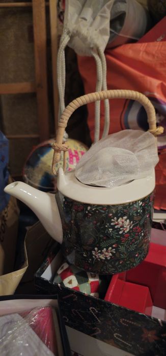 Set ceainic Set ceainic si 2 cesti Atmosphere Easy Life, portelan, alb