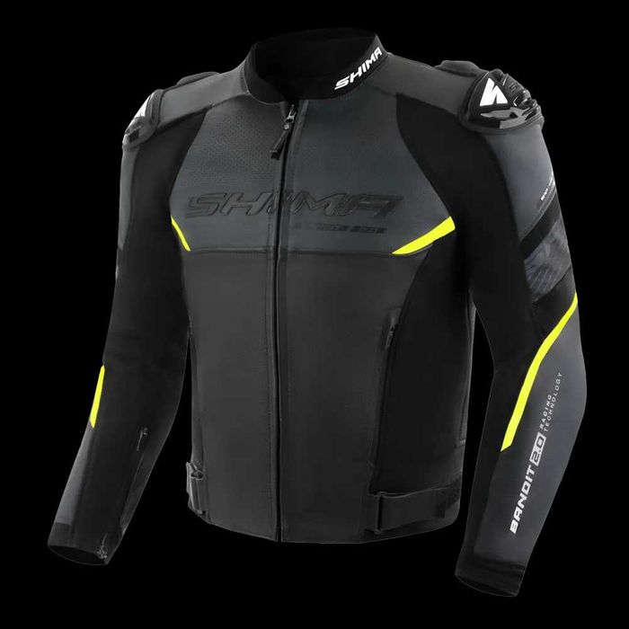 Топ Цена Кожено мото яке SHIMA BANDIT 2.0 Black/Fluo,всички протектори
