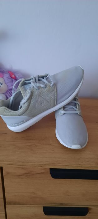 Сребристи дамски маратонки и кецове естествена кожаle coq sportif