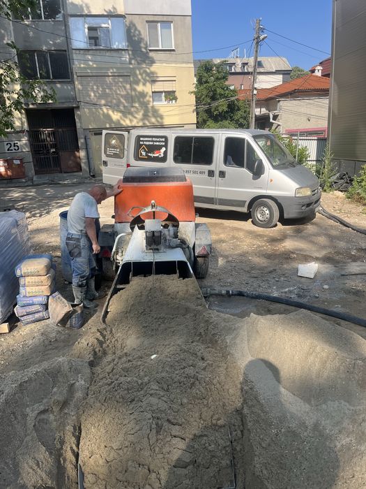 Машинно полагане на подови замазки