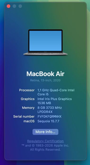Macbook Air 2020 8/256