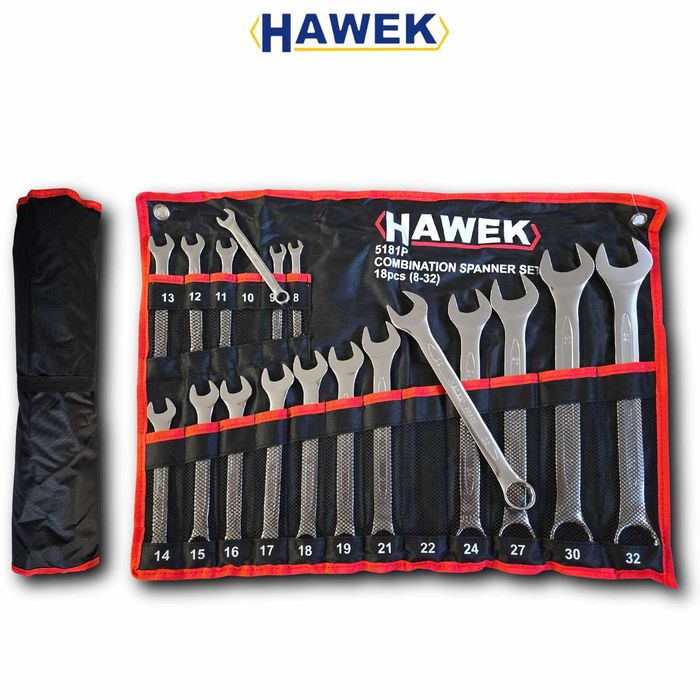 Професионален комплект звездогаечни ключове HAWEK 18части (8-32мм)