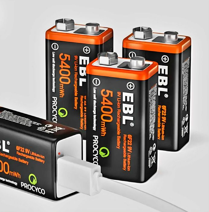 Set de 4 baterii 9V reincarcabile