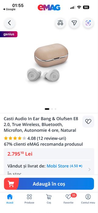 Casti Audio In ear Bang & Olufsen E8 2.0