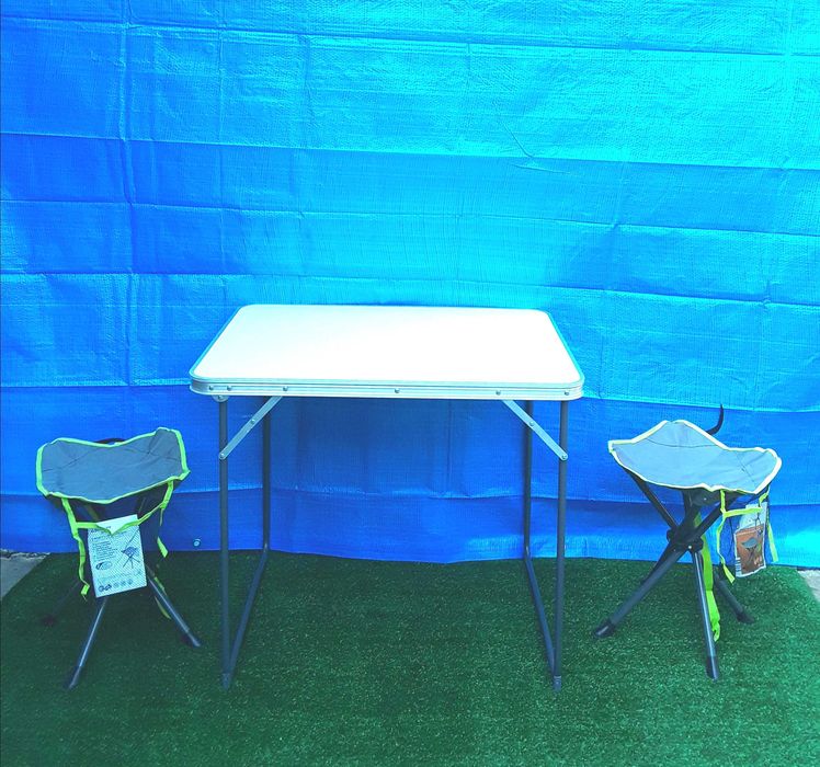 Masa pliabila din Aluminiu si 2 scaune pliabile noi - 175 Lei