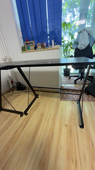 Birou în formă de L, negru, tip gaming/office