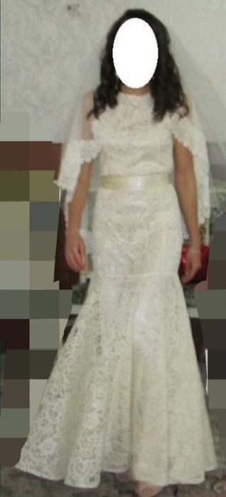 Свадебное платье в европейском стиле ("рыбка"), цвет айвори, размер S