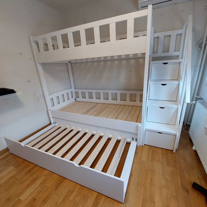 TRANSPORT GRATUIT.Pat etajat din lemn masiv triplu extensibil.Cod 4004