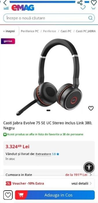 Oferta!! Căști Jabra Evolve 75SE UC noi sigilate aduse din Germania