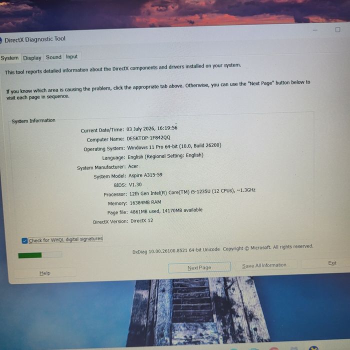 Laptop Acer Aspire 16 GB Ram