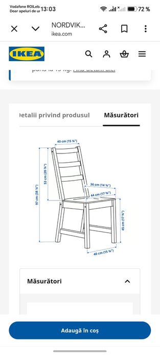 Set de 6 scaune din lemn masiv de pin