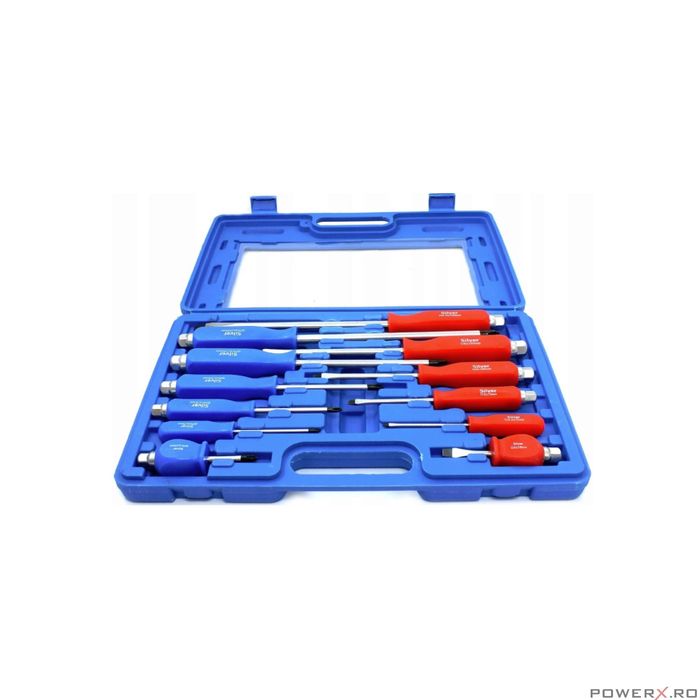 Set 12 surubelnite, cu varf magnetic, cap metalic hexagonal la maner,