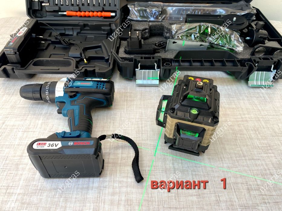 Лазерный уровень + шуруповерт комплект 2в1 новый оригинал фабричный