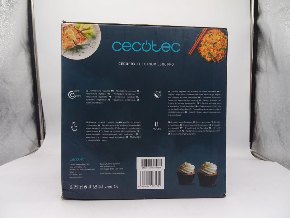 Friteuza cu aer cald, fara ulei Cecotec Full Inox 5500 Pro, 5.5L