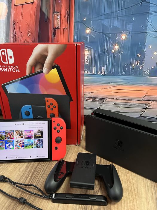 Прошитая Nintendo Switch Oled Kaspi 0-0-12, Red