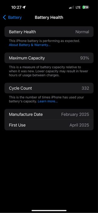 Iphone 16 Pro Max 256 Gb, 93% yomkost
