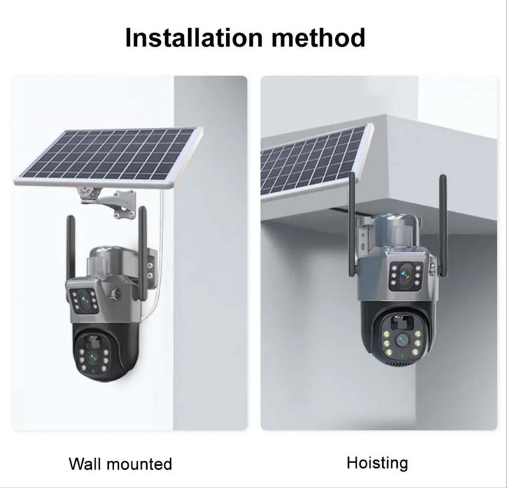 Camera de supraveghere cu panou solar 4G 8MP senzor de miscare lentile duble HD