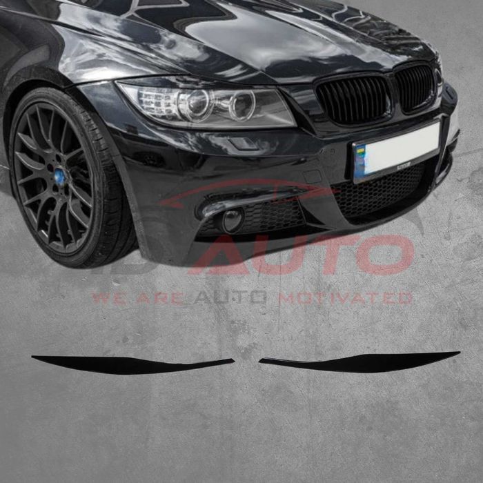 Вежди за фарове - BMW E90/ E91 (2008-2011) фейс - черен гланц