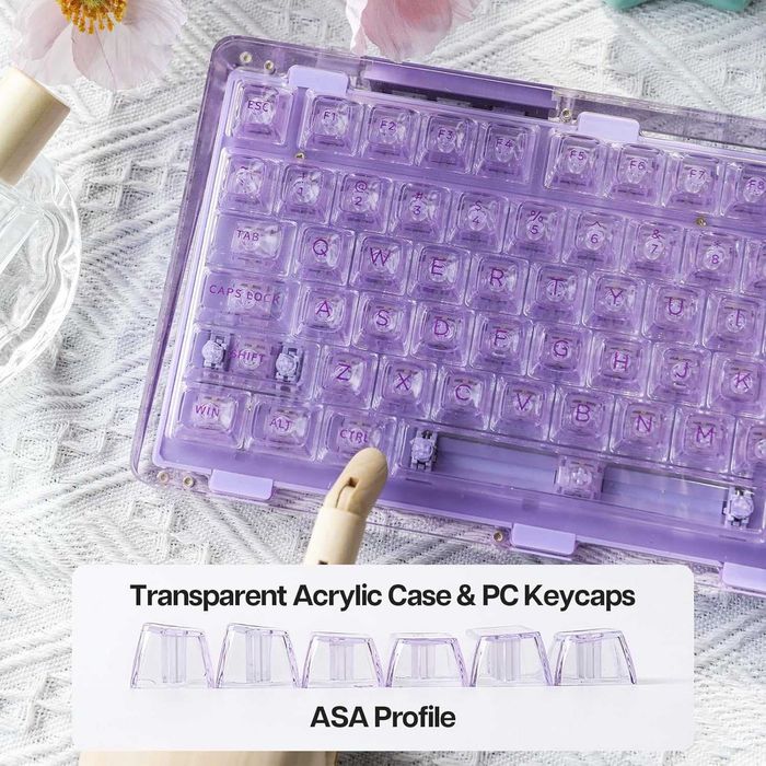 Геймърска механична клавиатура KiiBoom Phantom 81 V2 прозрачна RGB