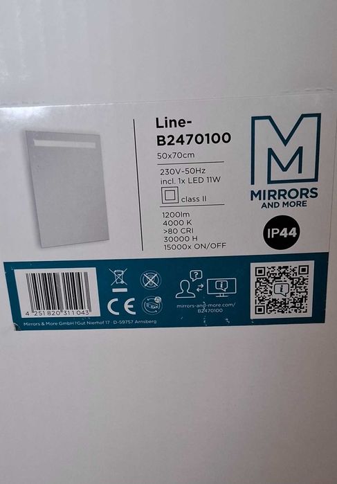 Огледало за баня с LED осветление 50×70 см.